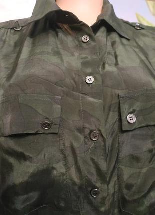 Рубашка шелковая в стиле милитари принт "камуфляж"14р3 фото