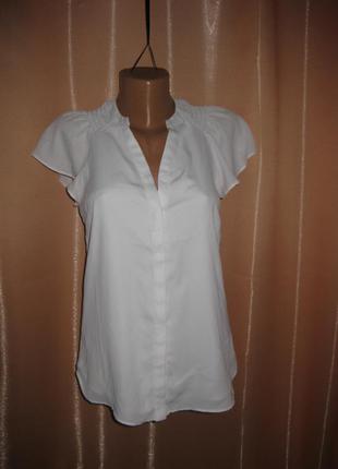 Классная блузка белая, двойная ткань 6uk/34eurо/160-80а h&m км1040 маленький размер короткий рукав1 фото