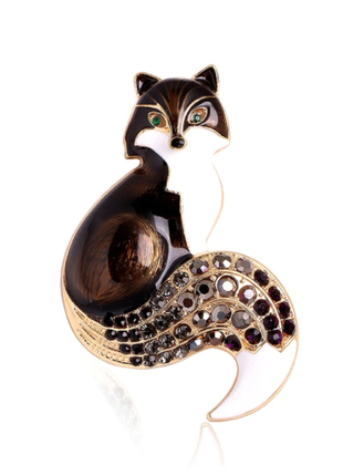 2 в 1 брошь подвеска - кулон очень красивая брошка лиса лисичка стразы эмаль