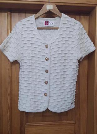 Кардиган, австрия, кофта,молочный цвет, лен, шерсть