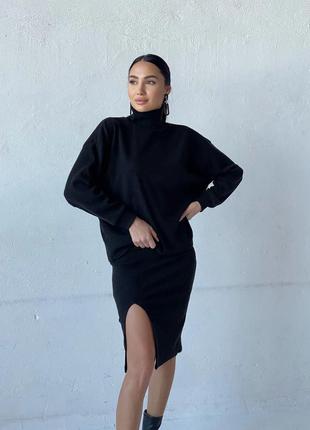 Костюм кофта + юбка
ткань: турецкая ангора рубчик с начесом 
цвет : пудра,черный,малинка3 фото