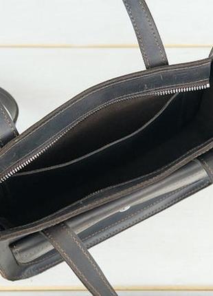 Кожаная сумка сэтчел, натуральная винтажная кожа, коричневая5 фото