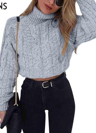 Тепленький і красивий светр, в'язка, світло-сірий, під будь-низ