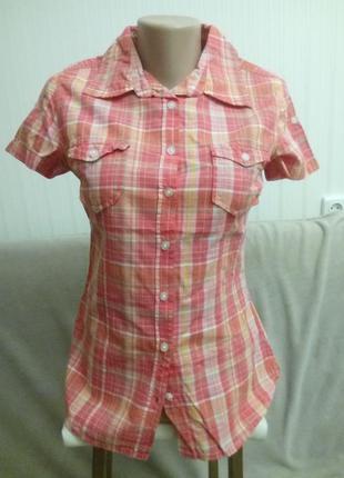 Рубашка h@m в клетку с коротким рукавом, без дефектов, состояние новой вещи