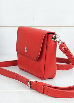 Кожаная сумочка кросс-боди красная4 фото