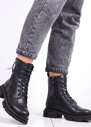 Женские ботинки на молнии кожа деми