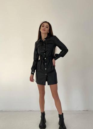 Платье рубашка из эко кожи  🔥