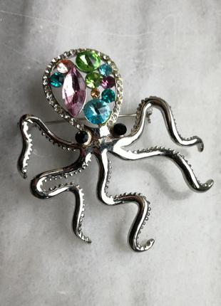 Оригинальная крупная брошь брошка осьминог 🐙