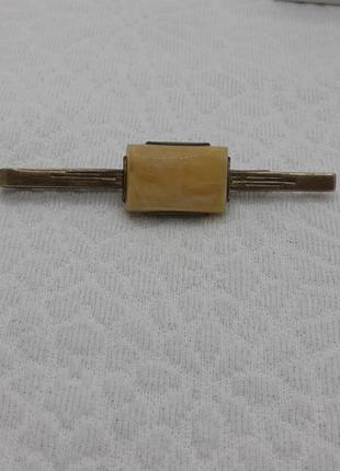 Затиск для краватки бурштин вінтаж