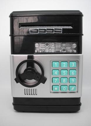 Сейф скарбничка електронна з купюроприйомником, звуковими ефектами і кодовим замком затягує купюри3 фото
