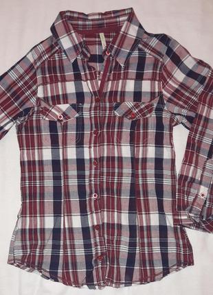 Стильная рубашка в клетку demin co