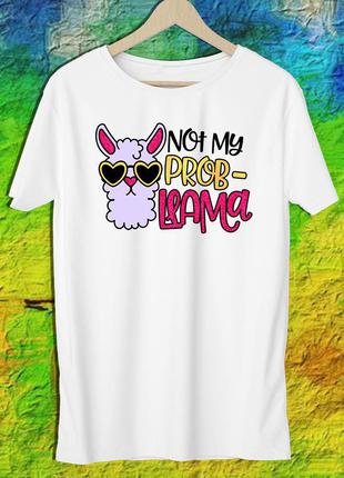Чоловіча футболка з принтом альпака "not my prob-llama" push it s, білий