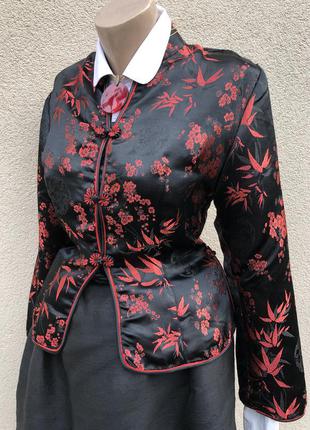 Шелк100%,жакет,пиджак,блейзер,красные цветы,эксклюзив,блуза в восточном стиле6 фото