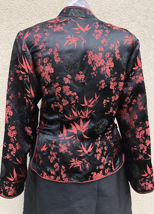 Шелк100%,жакет,пиджак,блейзер,красные цветы,эксклюзив,блуза в восточном стиле8 фото
