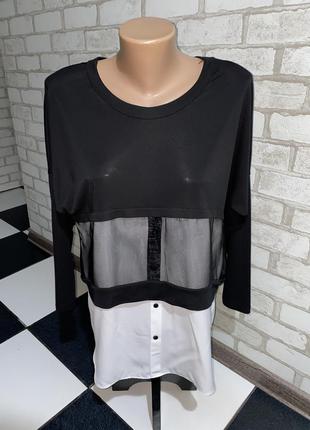 Стильная двухцветная блуза two’e размер указан 38 черно белая3 фото