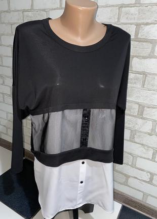 Стильная двухцветная блуза two’e размер указан 38 черно белая8 фото