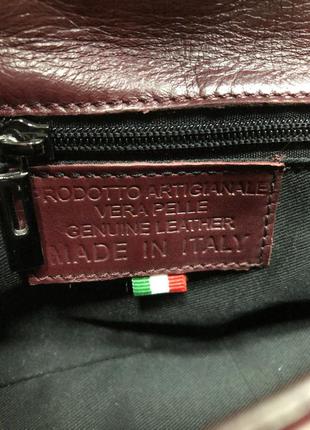 Кожаная сумочка стёганая бордовая🍒 vera pelle италия 🇮🇹  італійська шкіряна сумка8 фото