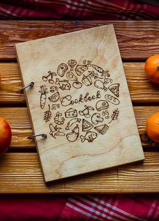 Деревянная кулинарная книга для записи рецептов cookbook