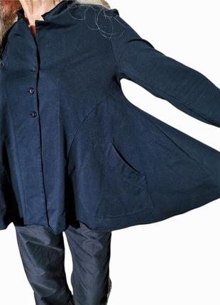 Трикотажный пиджак накидка кардиган жакет блейзер коттон хлопок расклешенный4 фото