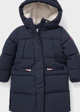 Суперове зимове пальто для дівчаток"c&a"р.110 синього кольору нова колекція