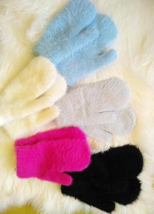 Варежки , рукавицы, перчатки, ангора, зима , теплые, теплые , двойные , 7цветов2 фото
