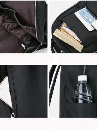 Рюкзак женский вместительный городской нейлоновый тканевый черный2 фото