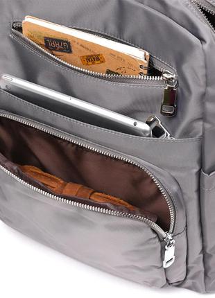 Рюкзак серый женский вместительный городской нейлон тканевый3 фото