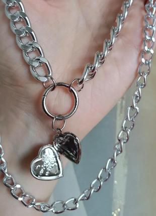 Чокер срібло серебро цепь цепочка ланцюг сердце1 фото