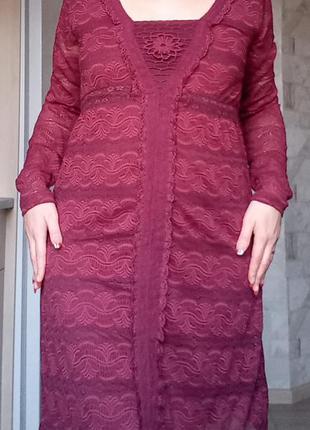Платья ажурное бордовое.46р.в идеальном состоянии.3 фото