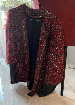 Невероятный твидовый шерстяной блейзер пиджак в стиле chanel от zara9 фото