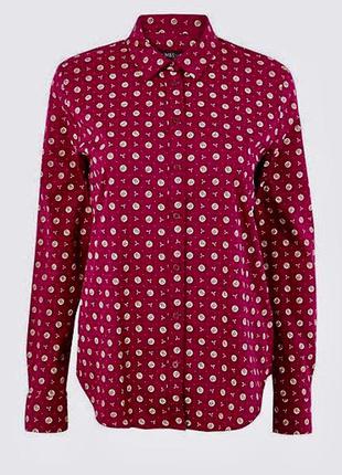 Шикарная коттонова рубашка ягодного цвета m&s2 фото