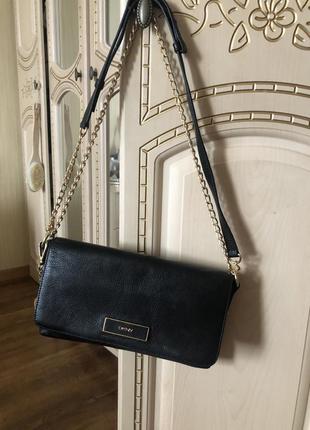 Donna karan , dkny, шкіряна сумка 👜 з ремінцем ланцюжком, натуральна шкіра,