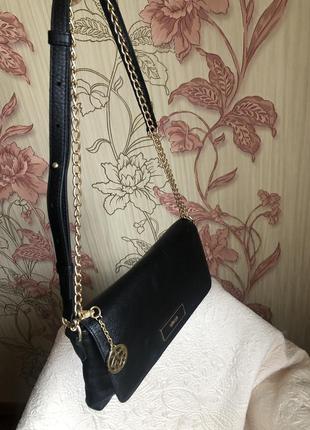 Donna karan , dkny, кожаная сумка 👜 с ремешком цепочкой, натуральная кожа,7 фото