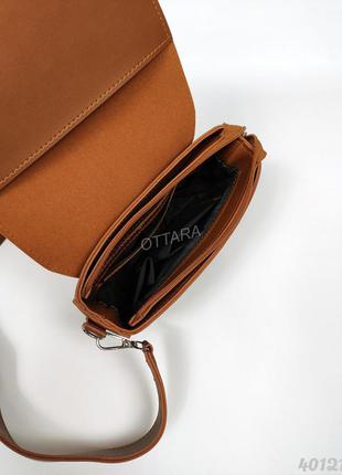 Терракотовая сумка кроссбоди женская, каркасна сумочка теракот жіноча через плече3 фото