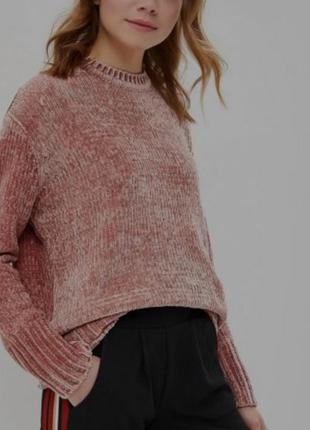 Джемпер,свитер синель нюдовый бежевый/розовый,48 р1 фото