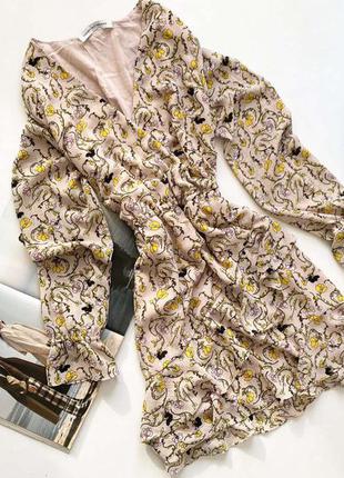 Красивое платье миди принт цветы 12л