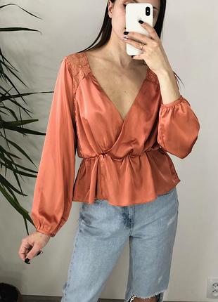 Персиковая блуза с красивой кружевной спинкой 1+1=3