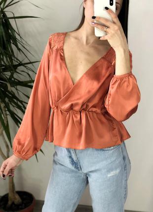 Персиковая блуза с красивой кружевной спинкой 1+1=33 фото