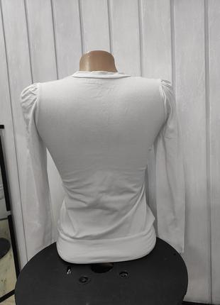 Лонгслів білий жіночий базовий кофта з v вирізом футболка з довгим рукавом3 фото