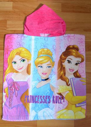 Пляжное полотенце с капюшоном, детское пончо принцессы, на девочку, золушка, рапунцель