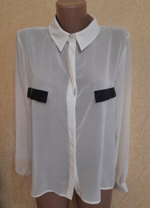 Шифоновая нарядная блуза с кожаными элементами1 фото