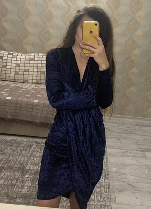 Шикарное бархатное платье, синее бархатное платье2 фото