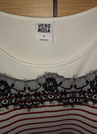 Жіноча кофточка в смужку з мереживом vero moda р. m4 фото