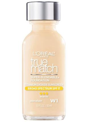 Тональний крем лореаль с физическим спф loreal true march spf17, оттенок w1 porcelain