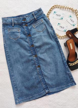 Очень крутая трендовая качественная миди джинсовая юбка в идеальном состоянии🖤m&s🖤3 фото