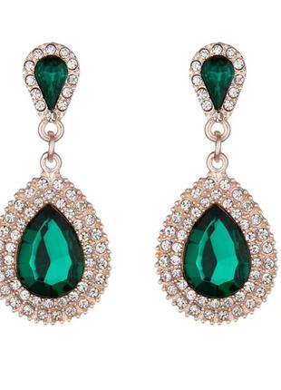 Серьги диинные с камнями