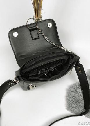 Супер сумка чорна жіноча, женская стильная сумочка черная с цепочкой4 фото