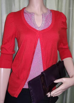 Кофточка на пуговицах красная " peacocks" uk 10 , 100% коттон