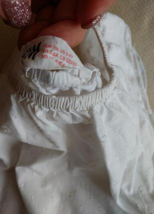Біла блуза батист об'ємний горошок h&m 5-6 років2 фото