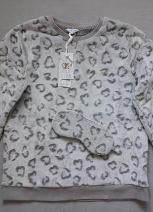 Суперовая пушистая плюшевая домашняя кофта в леопардовый принт debenhams